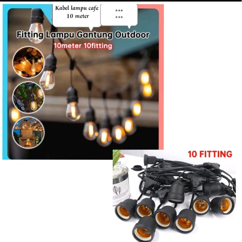 KABEL LAMPU CAFE 10METER 10FITTING