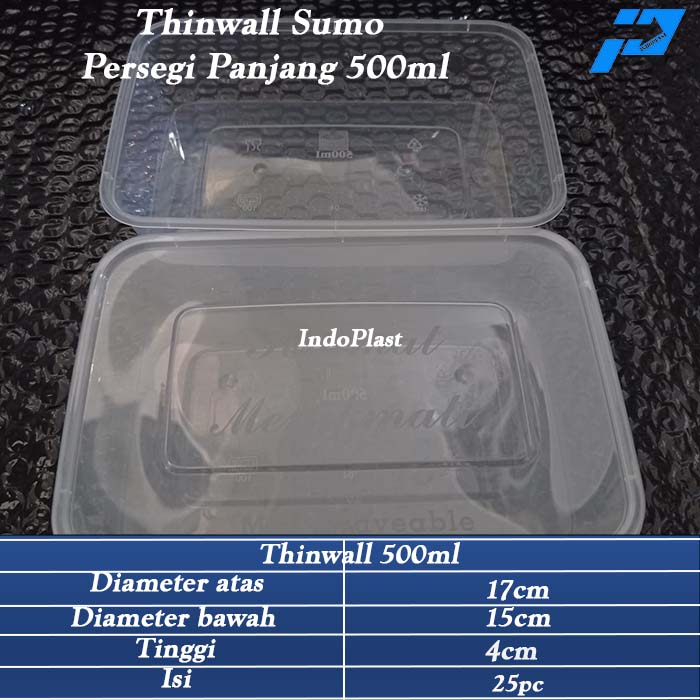 Tempat Makan/Thinwall Persegi/Thinwall Persegi Panjang 500ml