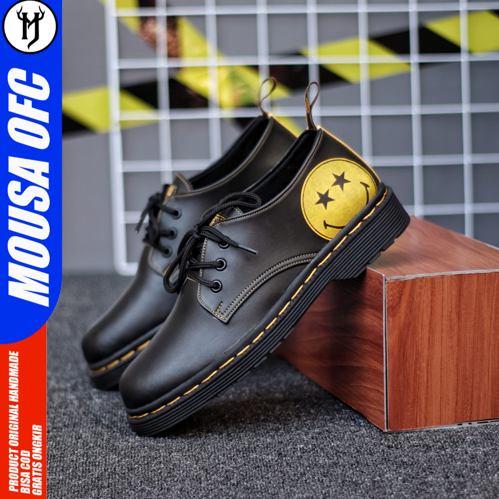 Sepatu Docmart Pantofel Formal Kerja Tali Hitam Pria Smile