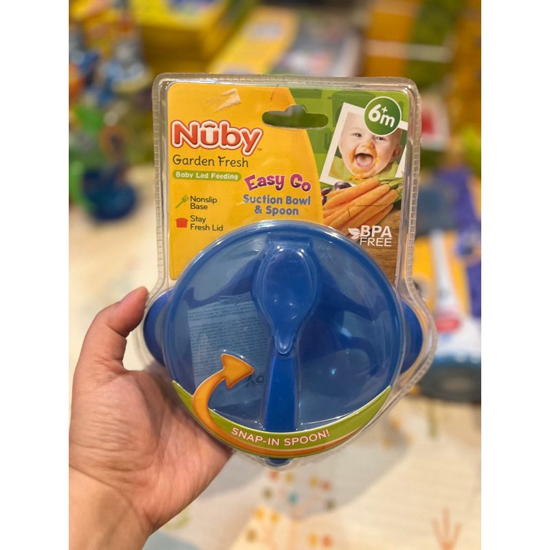 Nuby garden fresh suction bowl with spoon - mangkuk bayi dengan sendok