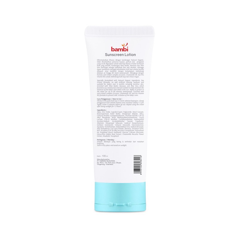 BAMBI Baby Sunscreen Lotion 100ml | Lotion Sunscreen Bayi