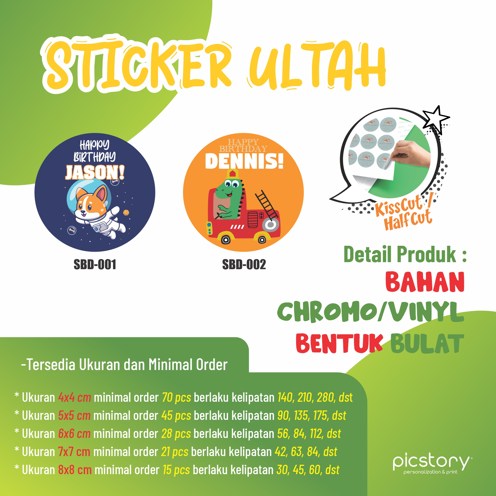 

Stiker Bulat Ulang Tahun Anak / Cetak Sticker Ultah Birthday / Souvenir Birthday