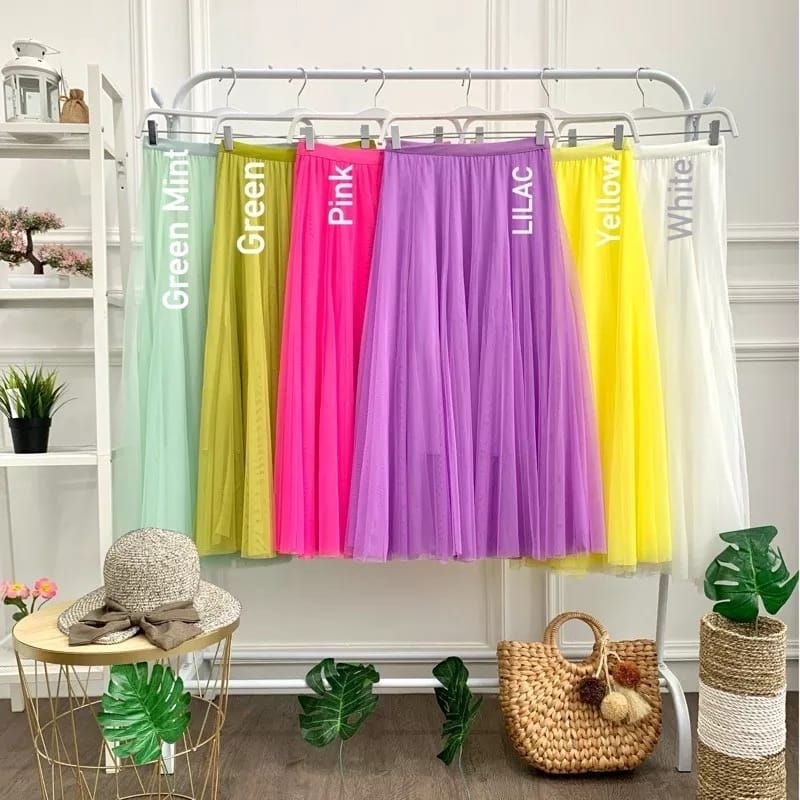 DHEAAFIECCENA/DHEA BOUTIQUE/ROK TUTU IMPORT PANJANG PREMIUM /ROK TUTU LILAC GREEN GREEN MINT YELLOW 