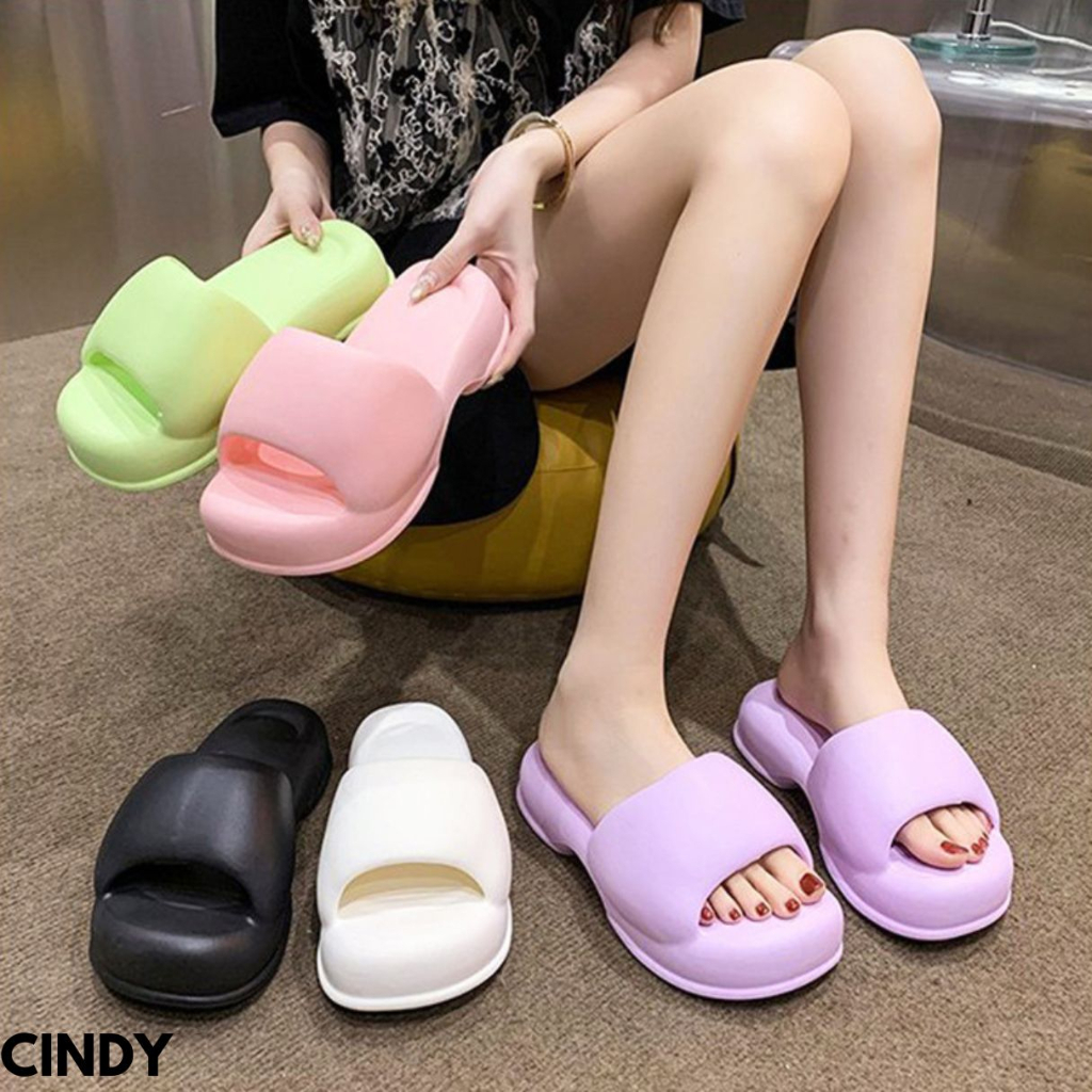 SANDAL WEDGES WANITA RINGAN ANTI SLIP CLASSIC ANEKA WARNA CANTIK BAHAN RUBBER IMPORT CINDY