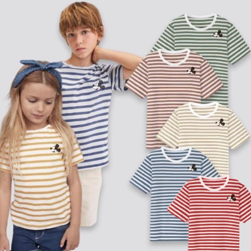 Kaos Uniqlo UT Mickey Strip Anak-anak