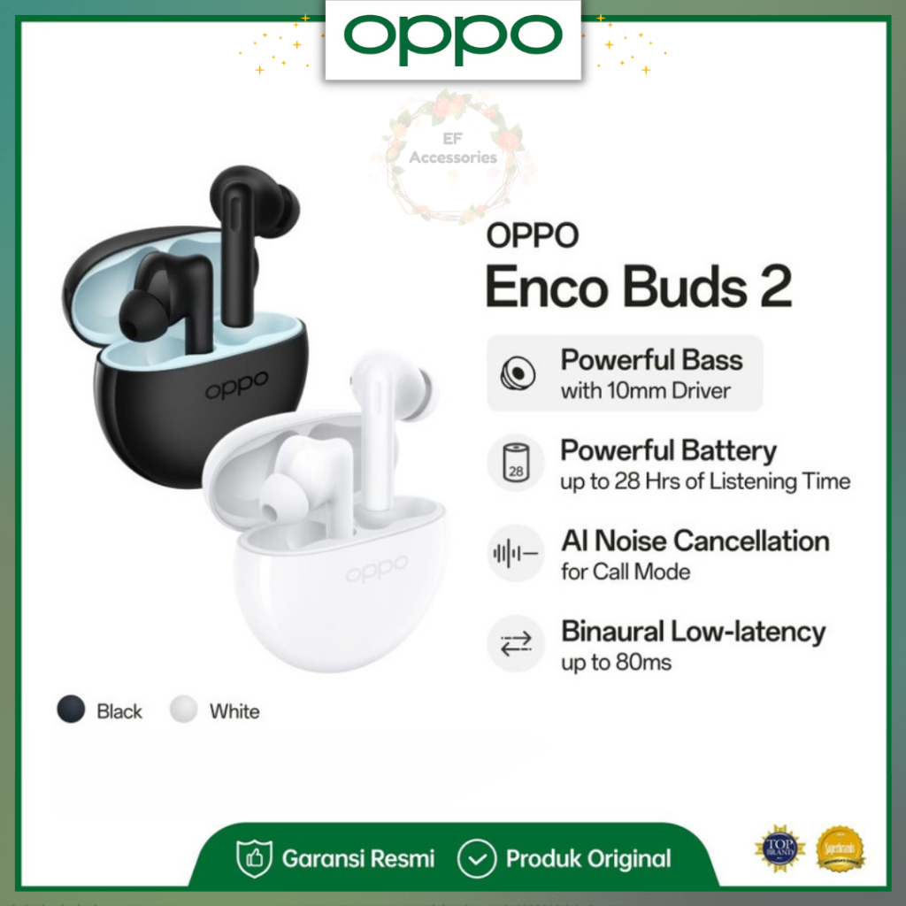 OPPO ENCO BUDS 2 TWS BLUETOOTH 5.2 WIRELESS EARPHONE IPX4 IN-EAR HEADSET PORT TYPE-C HANDSET HANDSFR