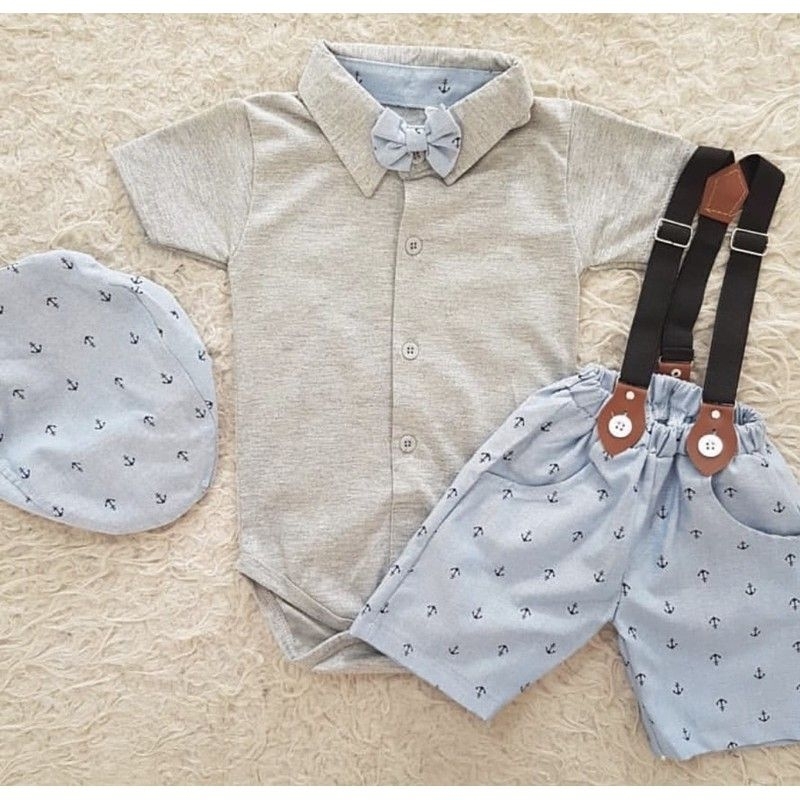 baju bayi cowo suspender set