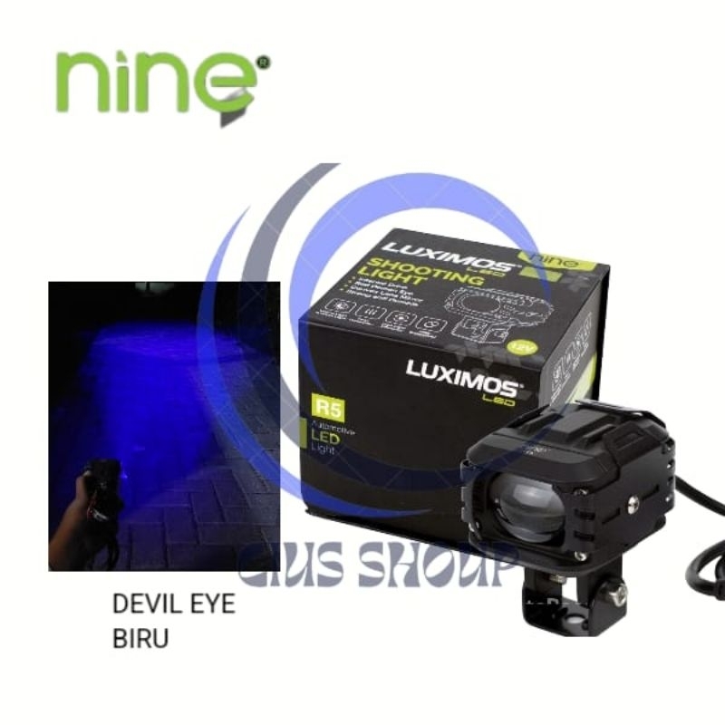 NINE LUXIMOS SHOOTING LIGHT R5 DEVIL EYE 2 WARNA PUTIH KUNING LAMPU SOROT MOTOR DAN MOBIL