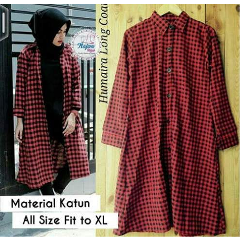 VVV Olshop cardy Tunik Motif Kotak / Cardigan Wanita Murah Bisa jadi Long Dress / Atasan Wanita Impo