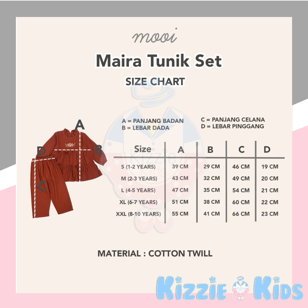 Mooi Maira Tunik Set 1-10 Tahun Setelan Raya Anak Perempuan / Setelan Tunik Ruffle Lebaran / Shafa Tunik