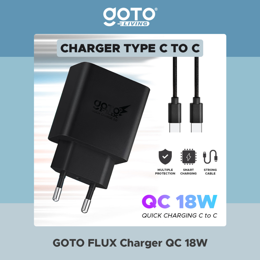 Goto Flux Charger Adaptor Fast Charging Casan Hp Android QC 18W Type C