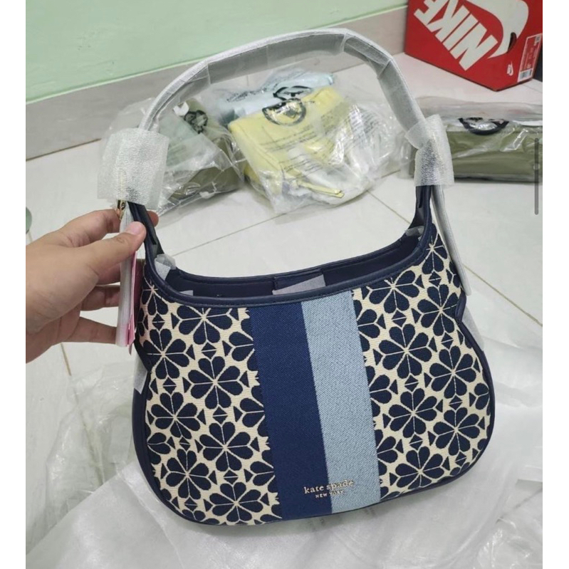 Kate spade flower jacquard stripe penny hobo bag