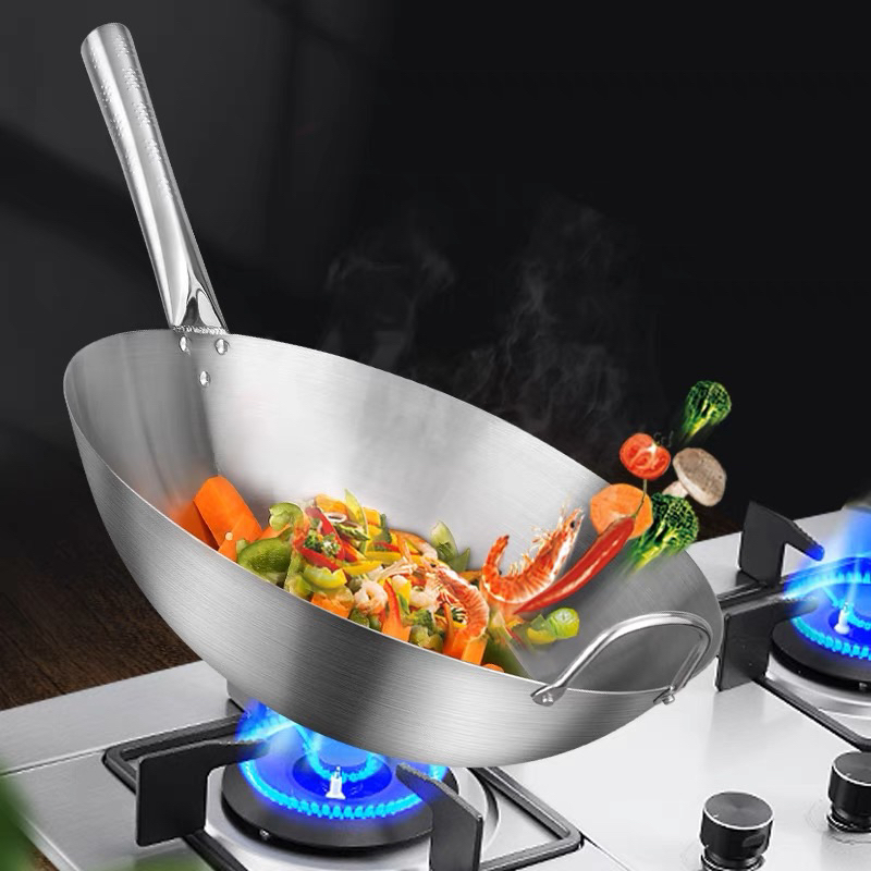 WAJAN PENGGORENGAN GAGANG STAINLESS PREMIUM- KUALI WOK PAN PENGGORENGAN - KUALI ANTI LENGKET TEBAL KUALITAS PREMIUM