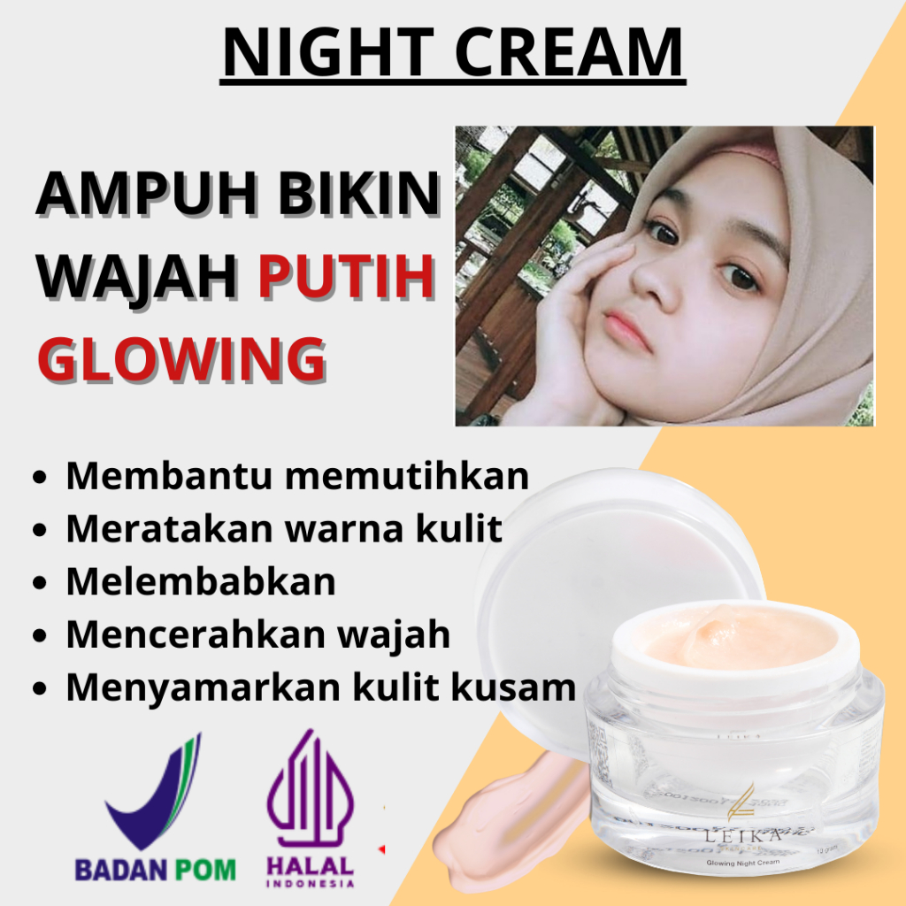 Cream Glowing Resmi BPOM Krim Kulit Susah Putih Whitening Glowing Brightening Krim Pemutih Wajah BPO