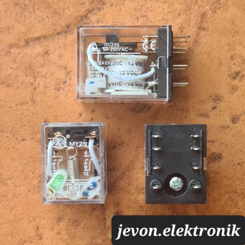 Relay Zn MY2N MY4N 8 14 P Pin Kaki 12 24 220 v volt Original 8p 14p 12v 24v 220v Transparan
