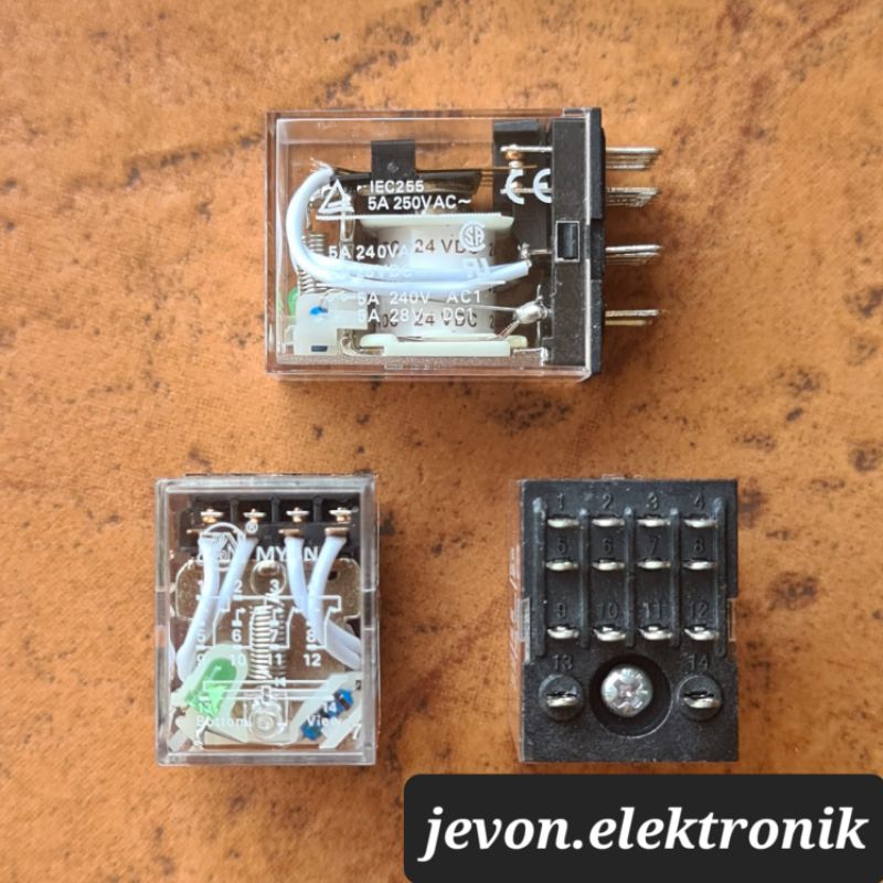 Relay Zn MY2N MY4N 8 14 P Pin Kaki 12 24 220 v volt Original 8p 14p 12v 24v 220v Transparan