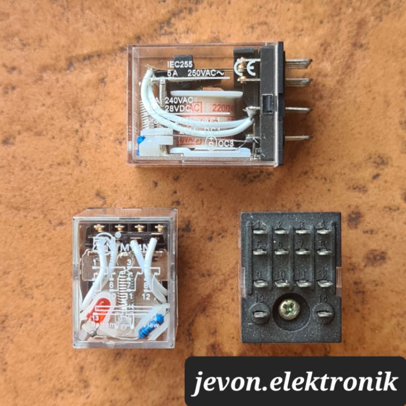 Relay Zn MY2N MY4N 8 14 P Pin Kaki 12 24 220 v volt Original 8p 14p 12v 24v 220v Transparan