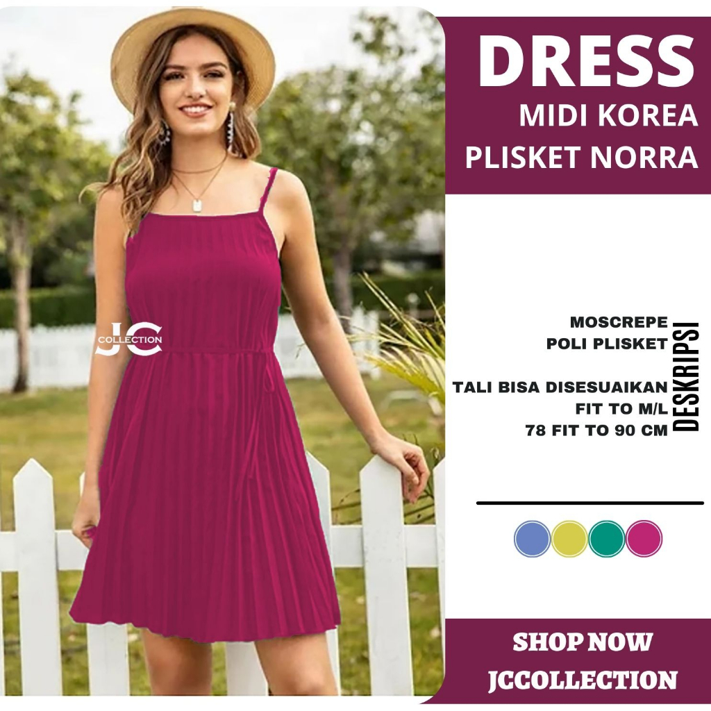 Dress Camisoles sexy plisket Tali kecil Wanita Gaya Korea NORRA - JCCollections