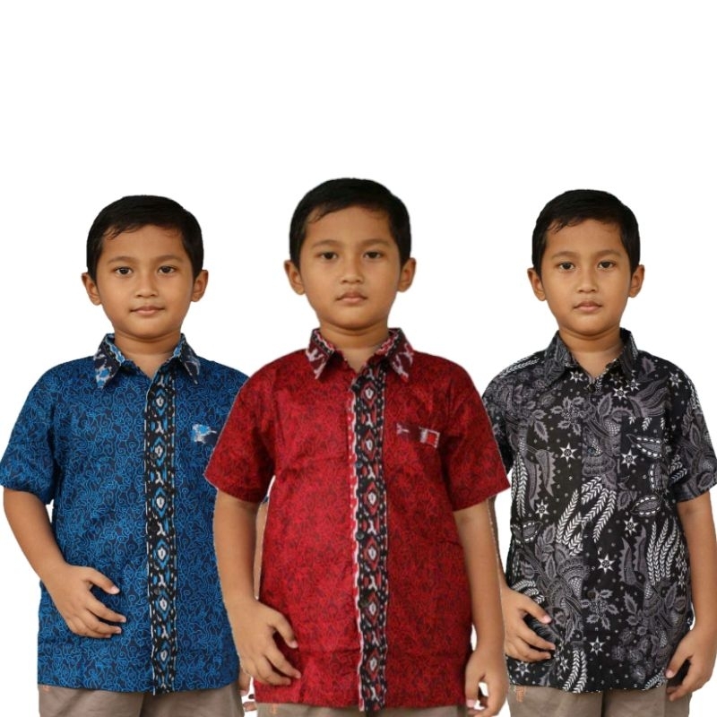 Batik Anak / Hem Anak Pendek Laki Laki Motif Ulir 1-6 tahunnn