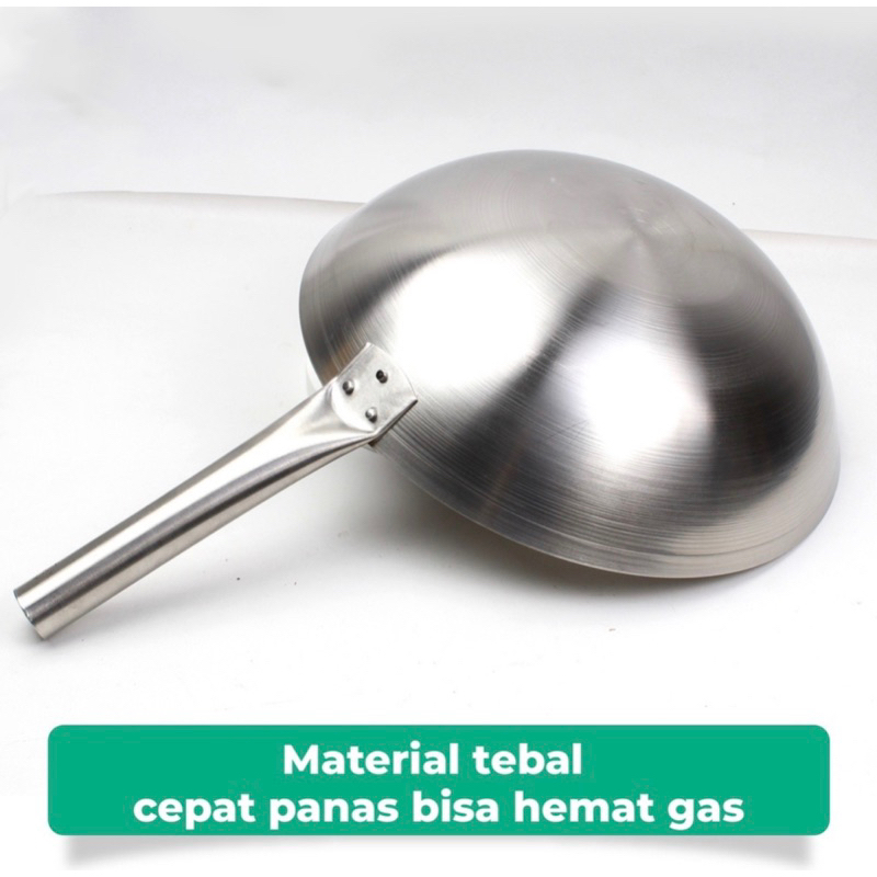 Wajan Goreng Dengan Gagang Stainless Steel Premium - Wok Pan Penggorengan Anti Lengket - Penggorengan Nasi Goreng Tebel Anti Panas