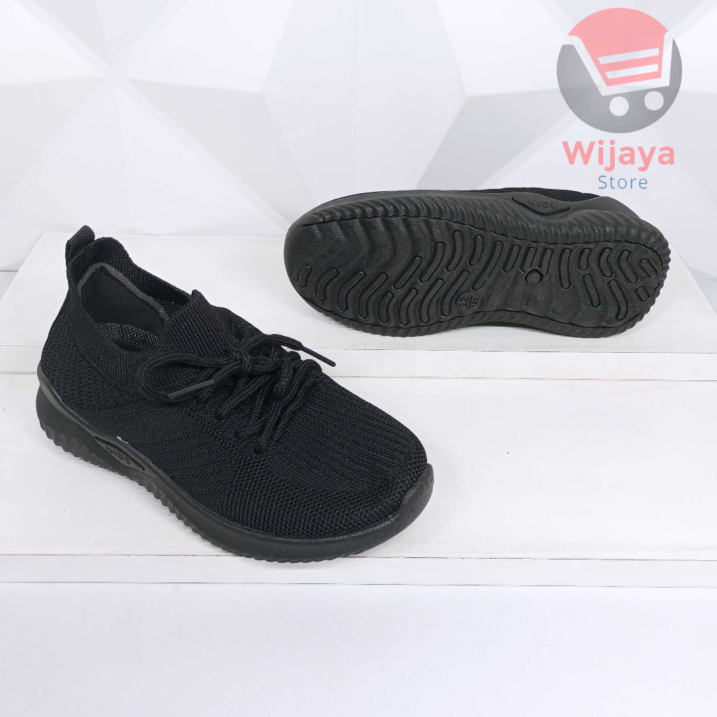 Sepatu Sekolah Sneaker Anak 27-36 Collin Rajut Hitam Polos Putih Fashionable dan Praktis untuk Laki-Laki dan Perempuan 4060 4061