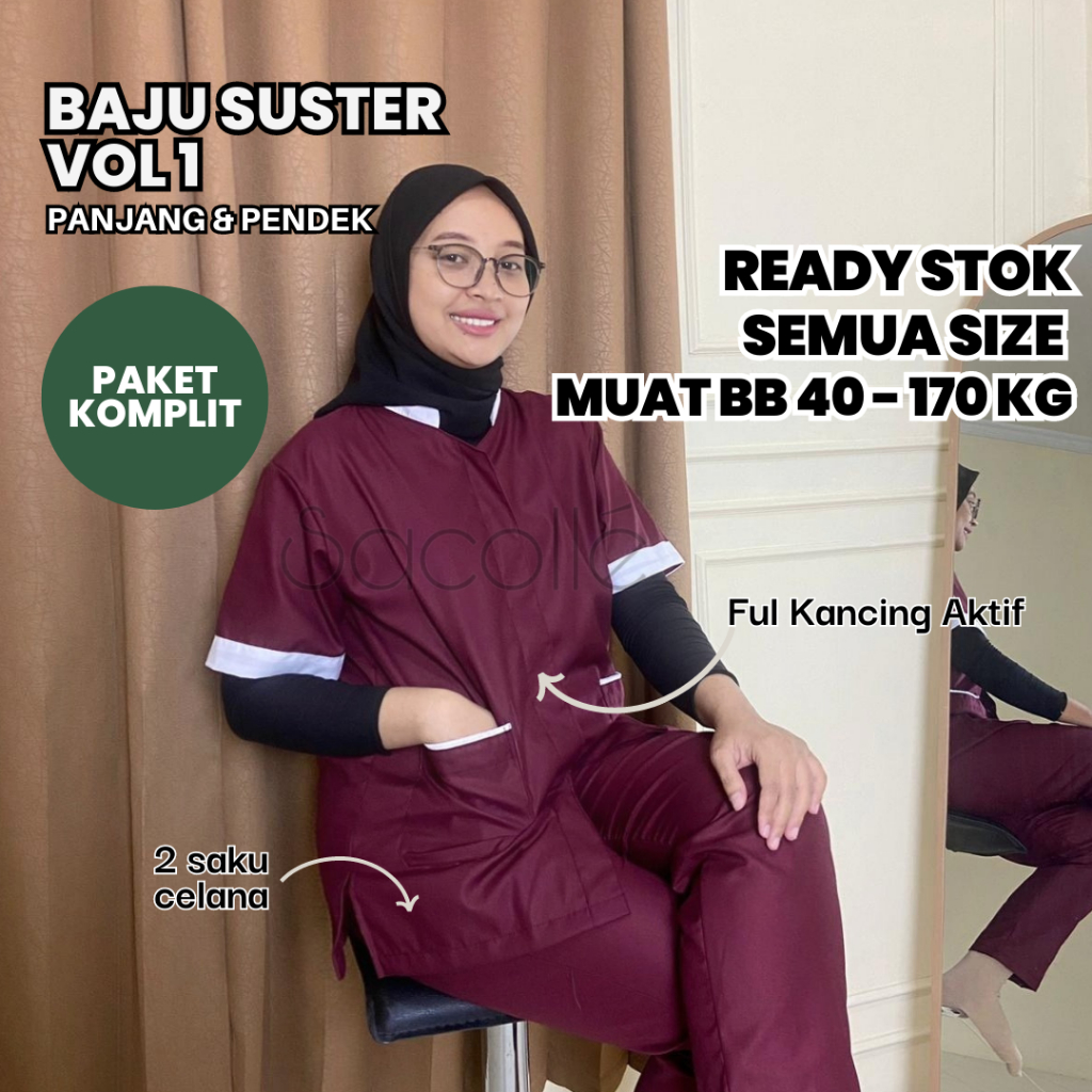 READY STOK BAJU SUSTER VOL 1 PENDEK PANJANG JUMBO / BAJU NANNY / BABYSITTER PREMIUM MURAH BIG SIZE