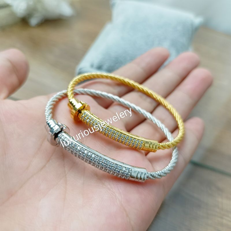 Gelang bangle Rhodium mewah dan elegant