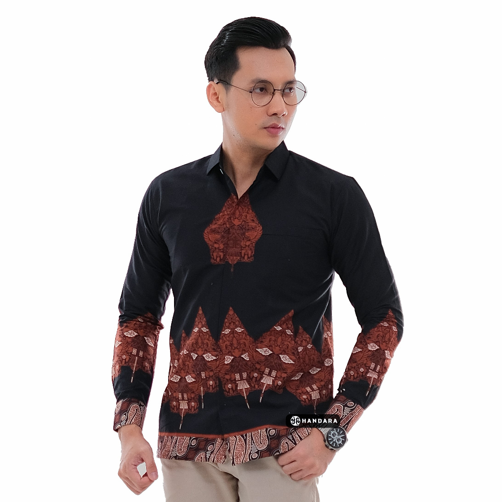 Handara Batik Pria Giriandra Hitam Sogan HB-186