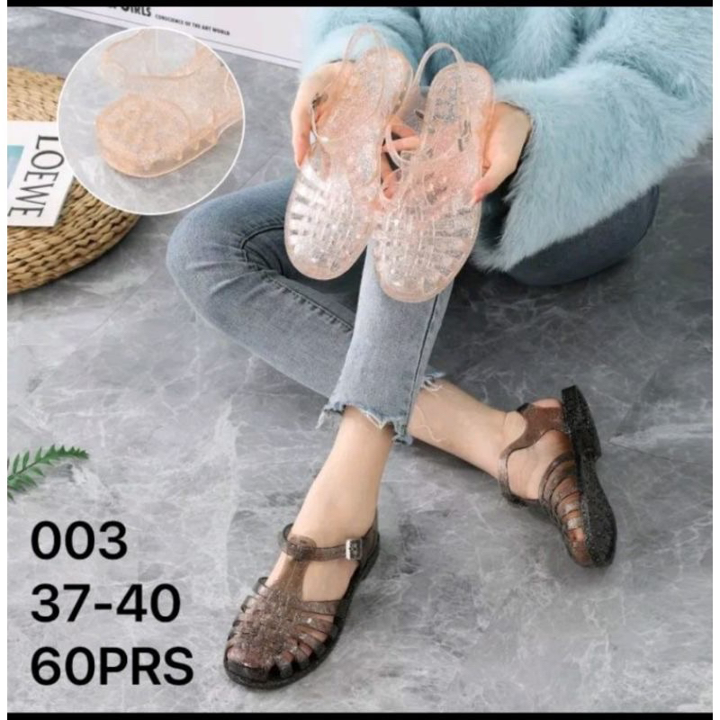 Sandal Wanita Sandal Jelly Glitter Transparan Sandal Wanita Tali Belakang Sandal Wanita Import