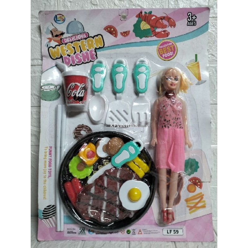 LF 59 mainan anak cewek boneka dan mainan steak daging set /delicious Western dishe