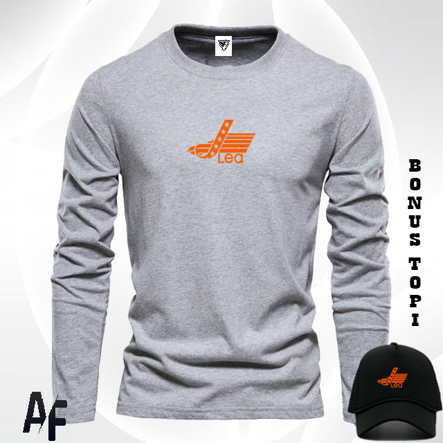 Bonus Topi.. Promo Kaos Keren Lengan Panjang Lea Oren /Kaos pendek / Kaos pria & Wanita / Kaos premi
