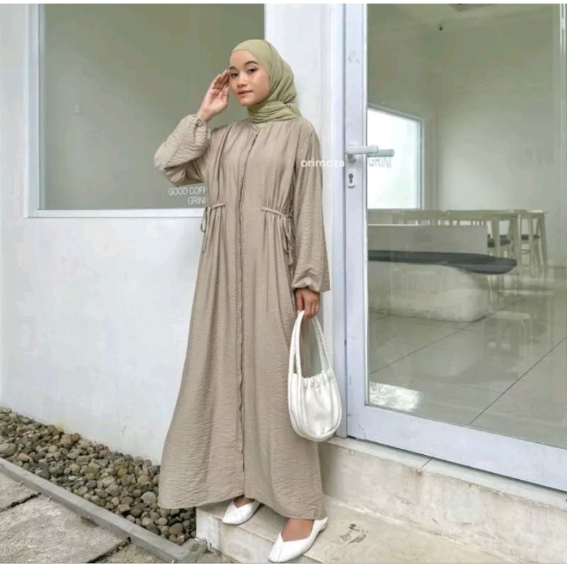 HAZZEL DRESS POLO LINEN dress kekinian / gamis busui friendly