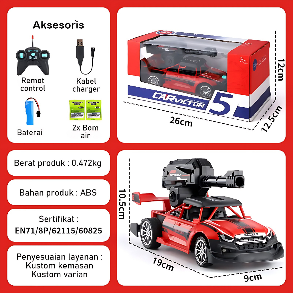 Mobil RC Bom Air | Mainan Anak Laki Laki Mobil Mobilan Remote Control Seru | RC Racing Water Bomb