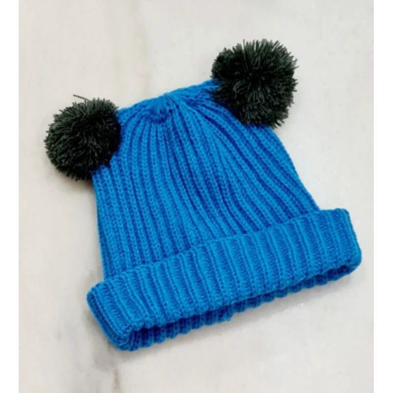 Topi Kupluk Rajut pom pom lucu laki laki perempuan