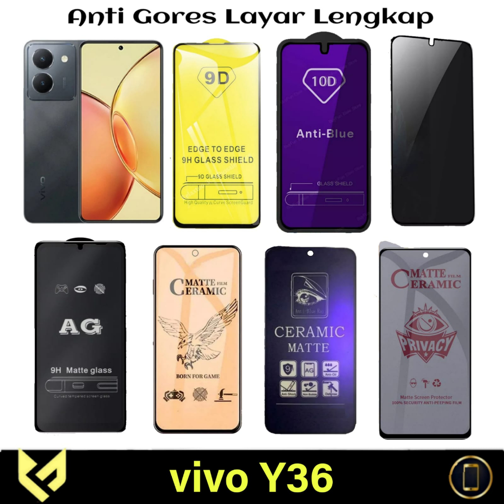 PROMO Screen Guard For VIVO Y36 Anti Gores Layar All Variant Anti SPY Anti Bluelight Anti glare Premium Tempered Glass dan Ceramic