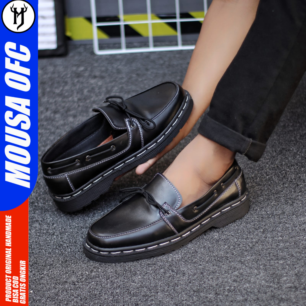 Sepatu Docmart Loafers Pantofel Formal Hitam Pria Babayo