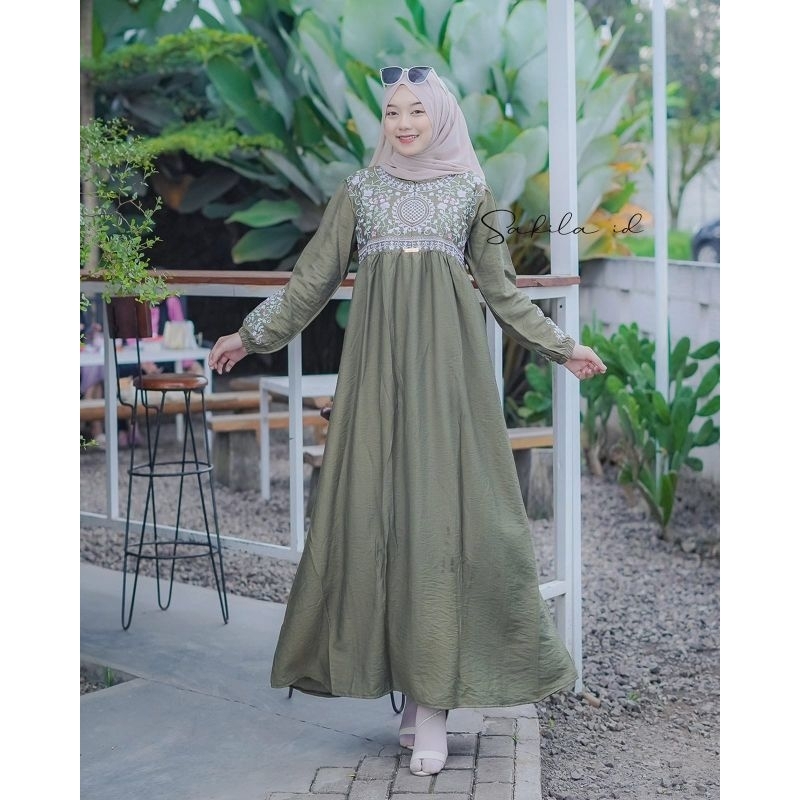 LUNA DRESS - GAMIS POLO LINEN BORDIR / GAMIS BORDIR PREMIUM / DRESS POLO LINEN PREMIUM / GAMIS LEBARAN VIRAL
