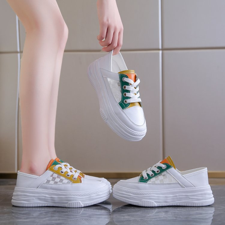 CYS Sepatu Sneakers Wanita Cewek Slip On Tali Motif Checkered Mesh Breathable Korea Fashion Style Import Modis SPT-21