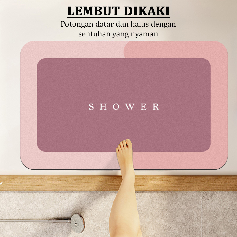 Keset lantai Kamar Mandi Ukuran 40cm x 60cm Bahan Tufted Nylon minimalis Tebal Dan Menyerap air - D3A3