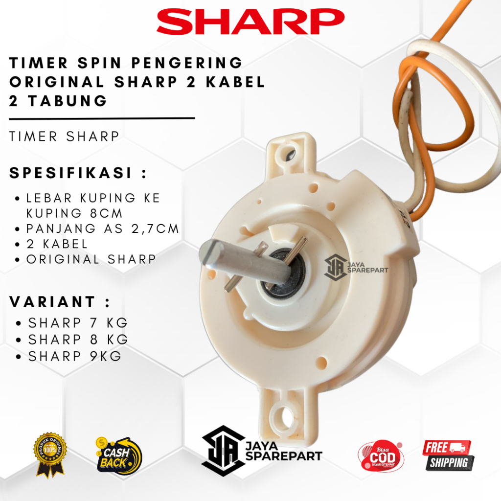 SHARP ES-T65M TIMER SPIN PENGERING ORIGINAL SHARP 2 KABEL 2 TABUNG | Tali Ripet Hitam