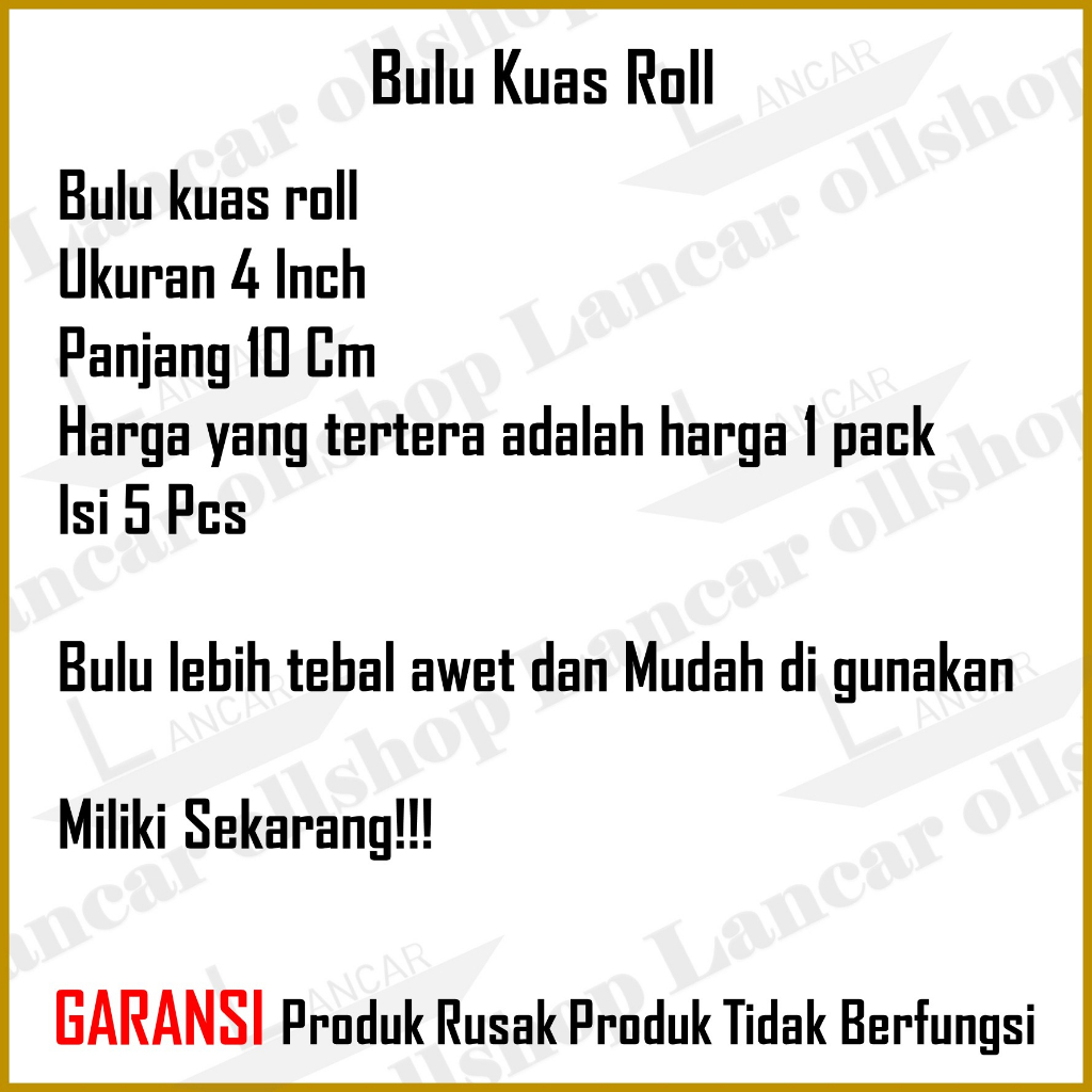 Bulu Kuas Roll Kapal 4 In Inch Refill Harga 1 Pack Panjang 10 Cm