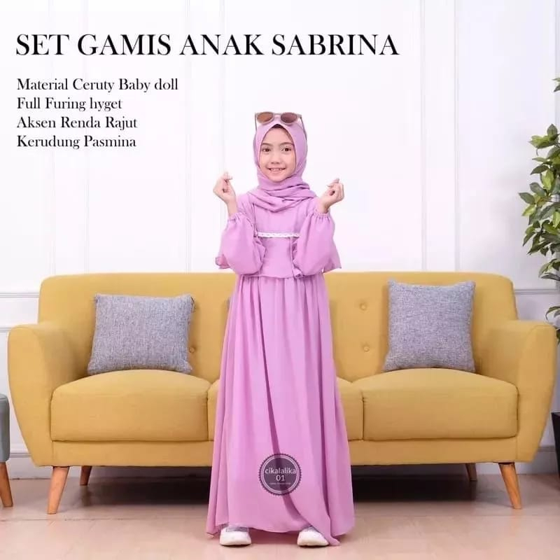 Baju Anak Tanggung Remaja Terbaru Sabrina Syari/ Gamis Remaja 7-13 Tahun Bahan Ceruty Babydoll Full Furing