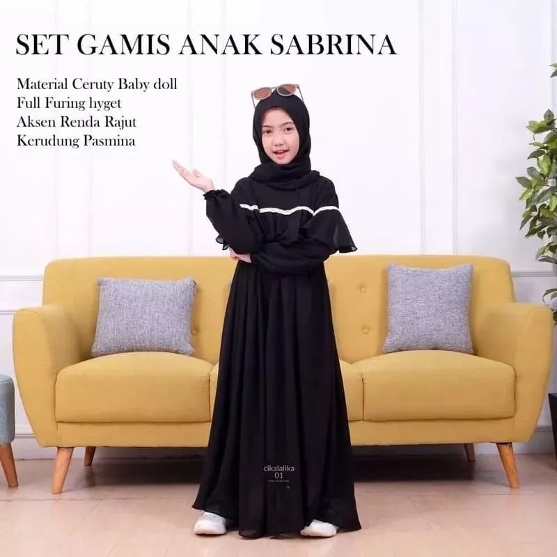 Baju Anak Tanggung Remaja Terbaru Sabrina Syari/ Gamis Remaja 7-13 Tahun Bahan Ceruty Babydoll Full Furing