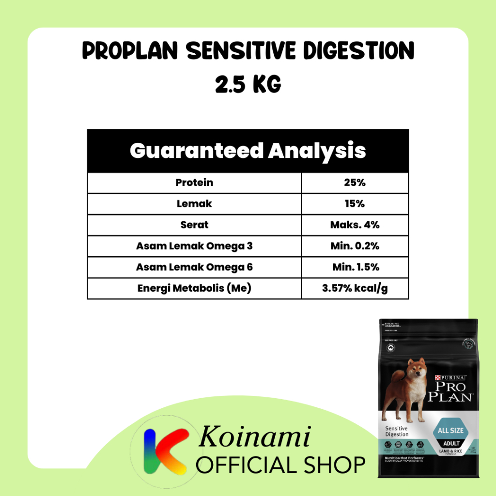 PROPLAN ALL SIZE ADULT SENSITIVE DIGESTION 2,5 KG / MAKANAN ANJING / DOG FOOD