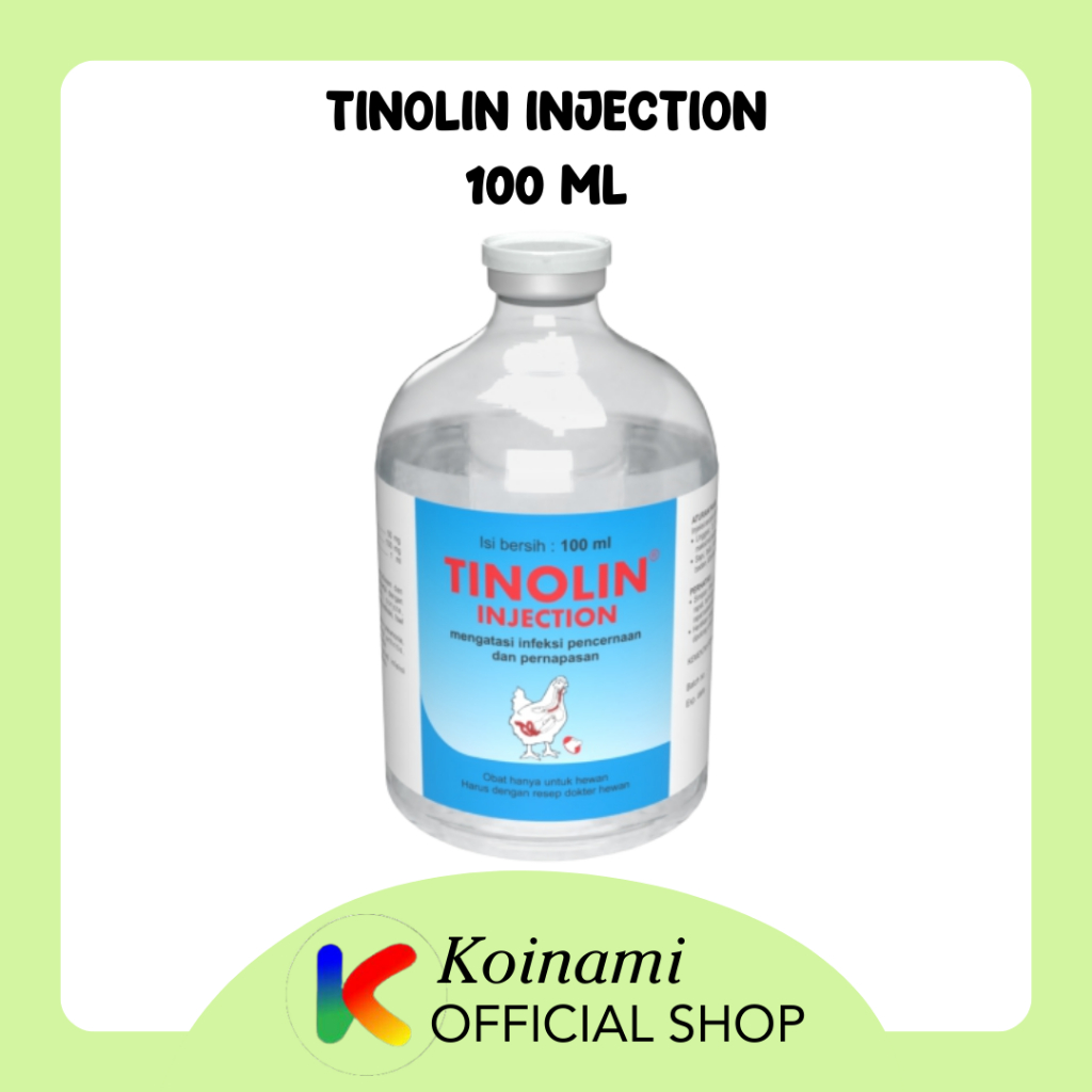 Tinolin Injection 100ml / Infeksi Pencernaan dan Pernapasan / Untuk Unggas Sapi Babi Kambing Domba/ Medion