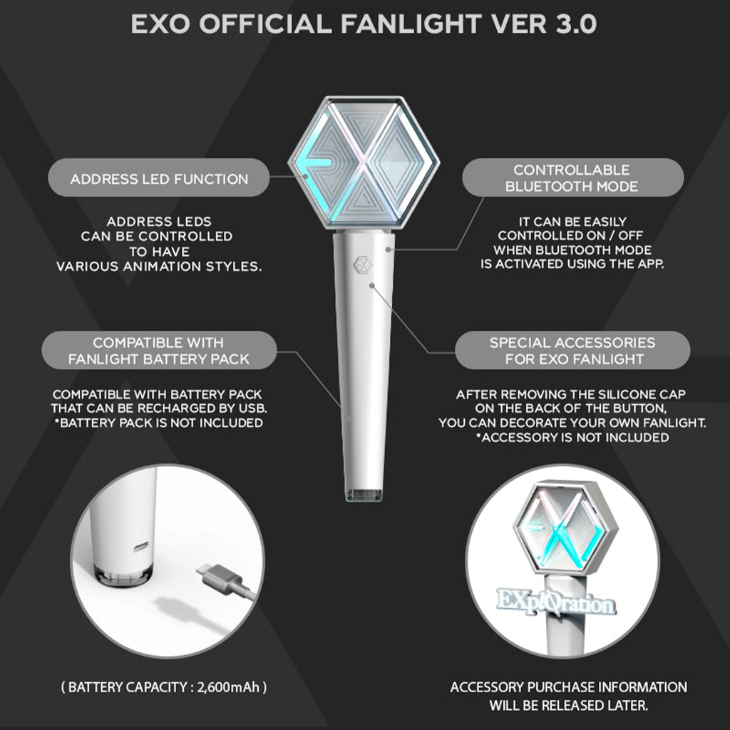 Brezybeauty05 Unofficial Premium Lightstick Exo Ver. 3 Lampu Konser Exo-L White