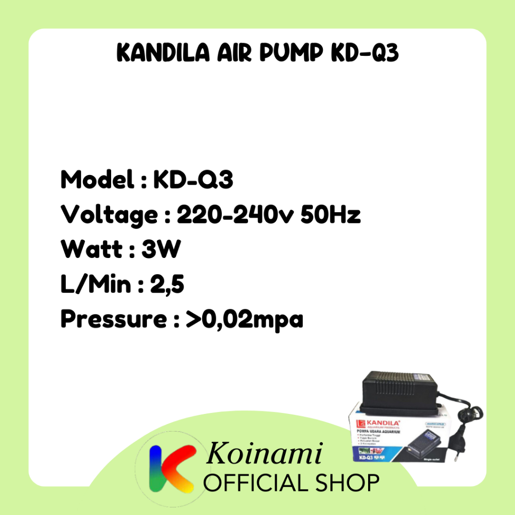 KANDILA AIR PUMP KD--Q3 / aksesoris aquarium / gelembung udara ikan