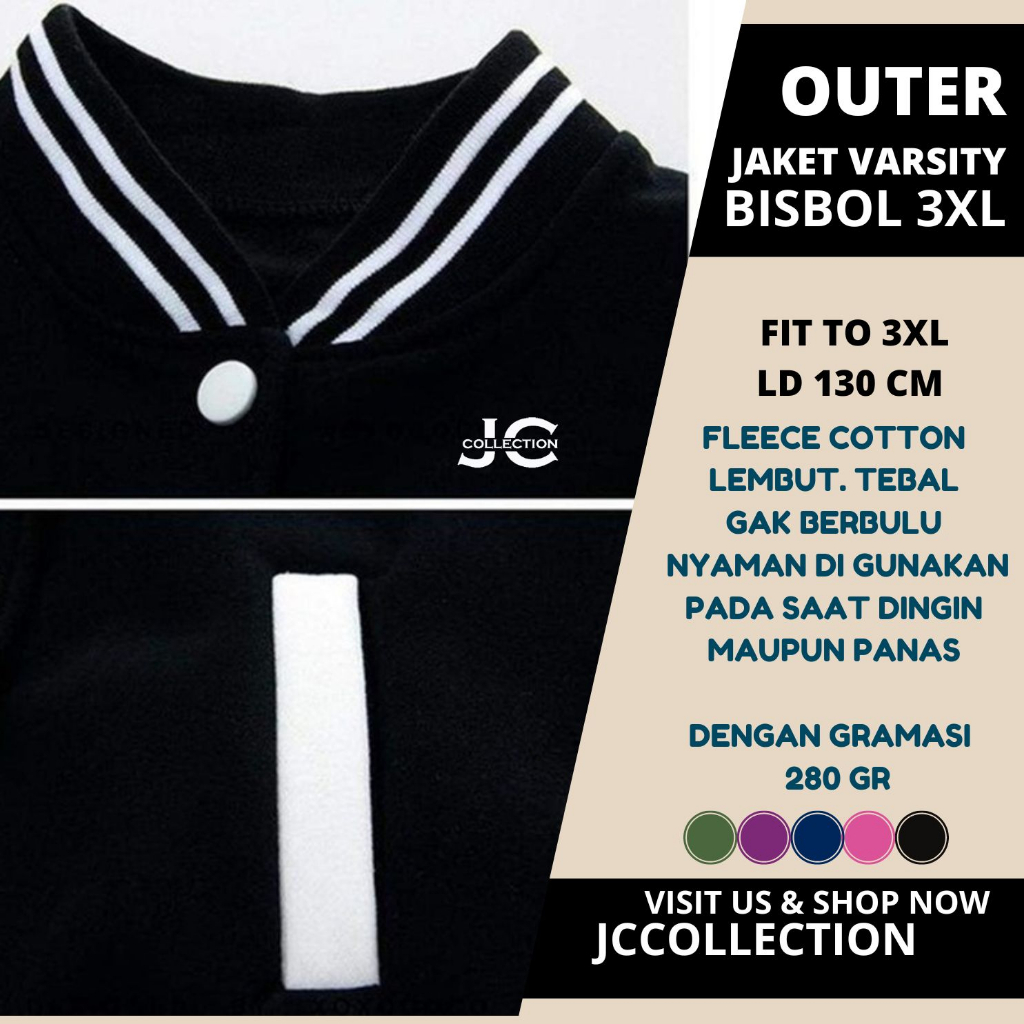 Sweater Jaket Varsity Bisbol Wanita Jumbo Big Size 3XL JCCollections / Jaket Jumbo Wanita