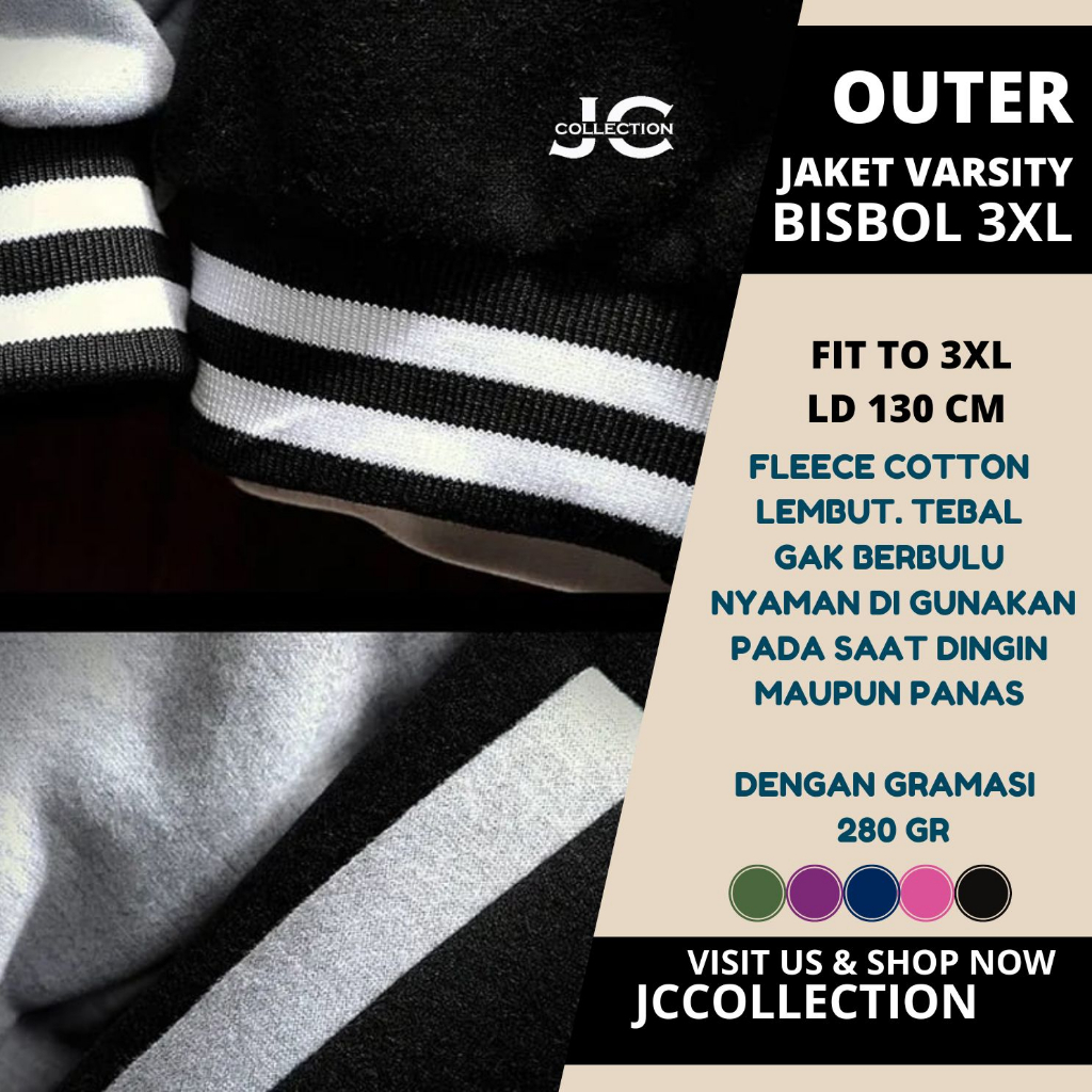 Sweater Jaket Varsity Bisbol Wanita Jumbo Big Size 3XL JCCollections / Jaket Jumbo Wanita
