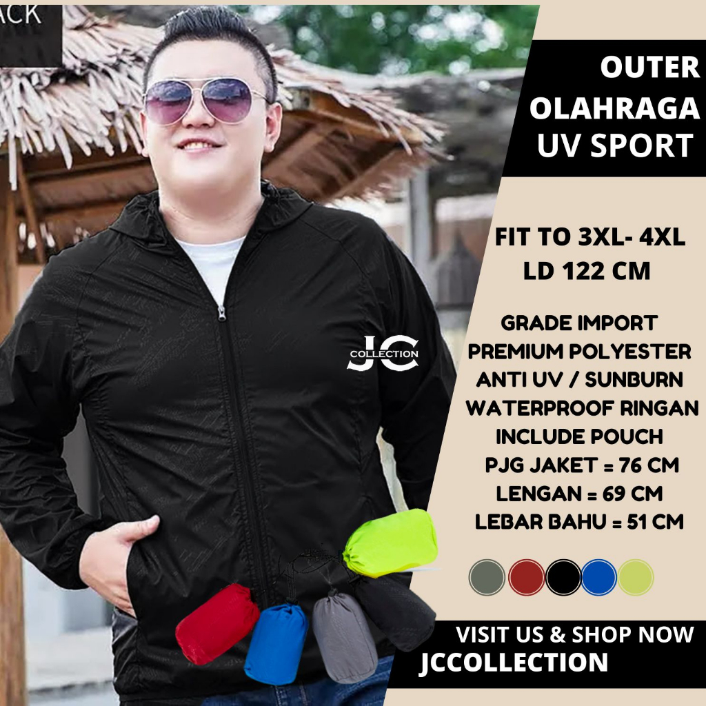 Jaket Olahraga UV Sport Jaket Trendy UNISEX 3XL-4XL / Outer Olahraga JCCollections